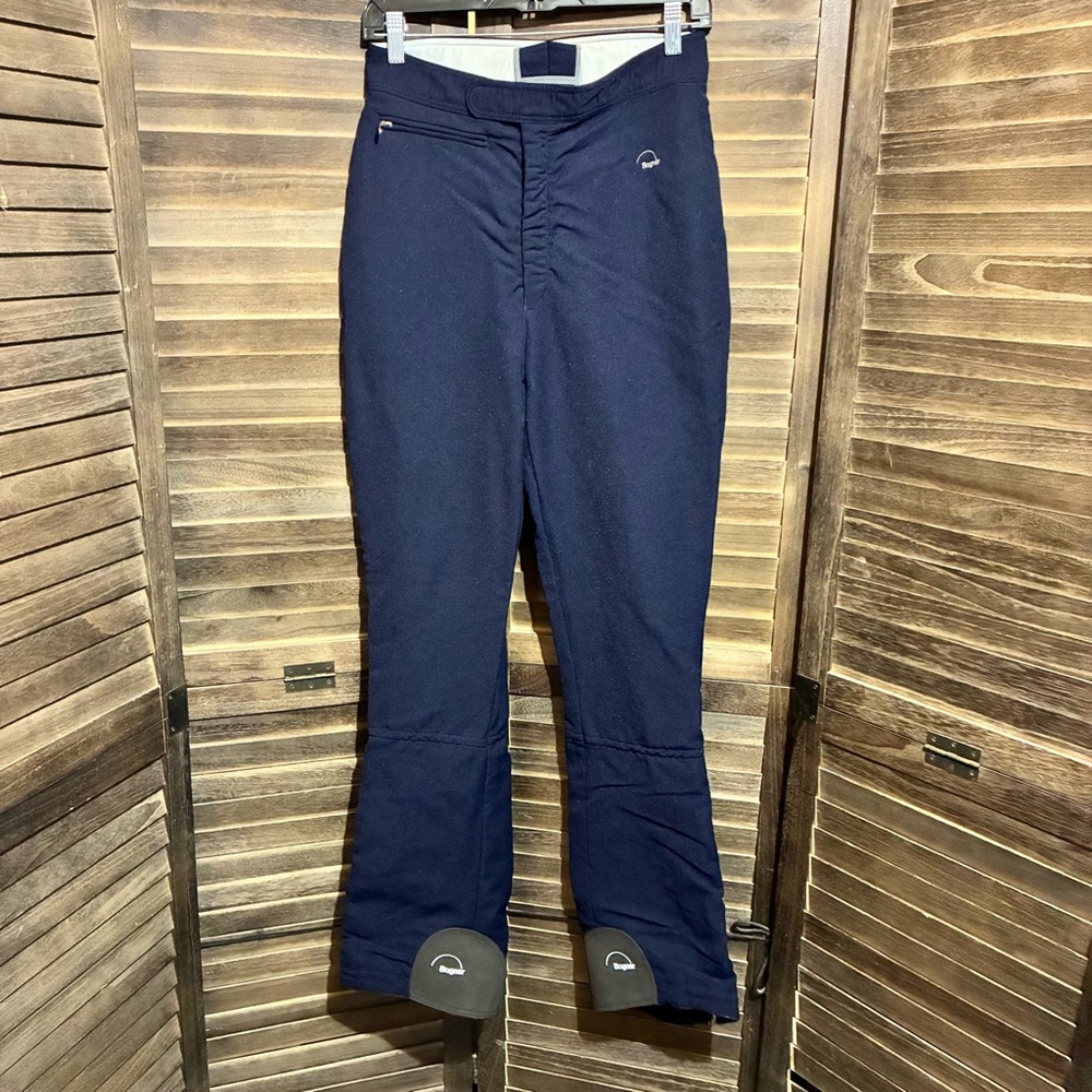 Bogner Ski Pants Trousers Snowboarding Skiing Wool Made in USA Stirrup Navy Med